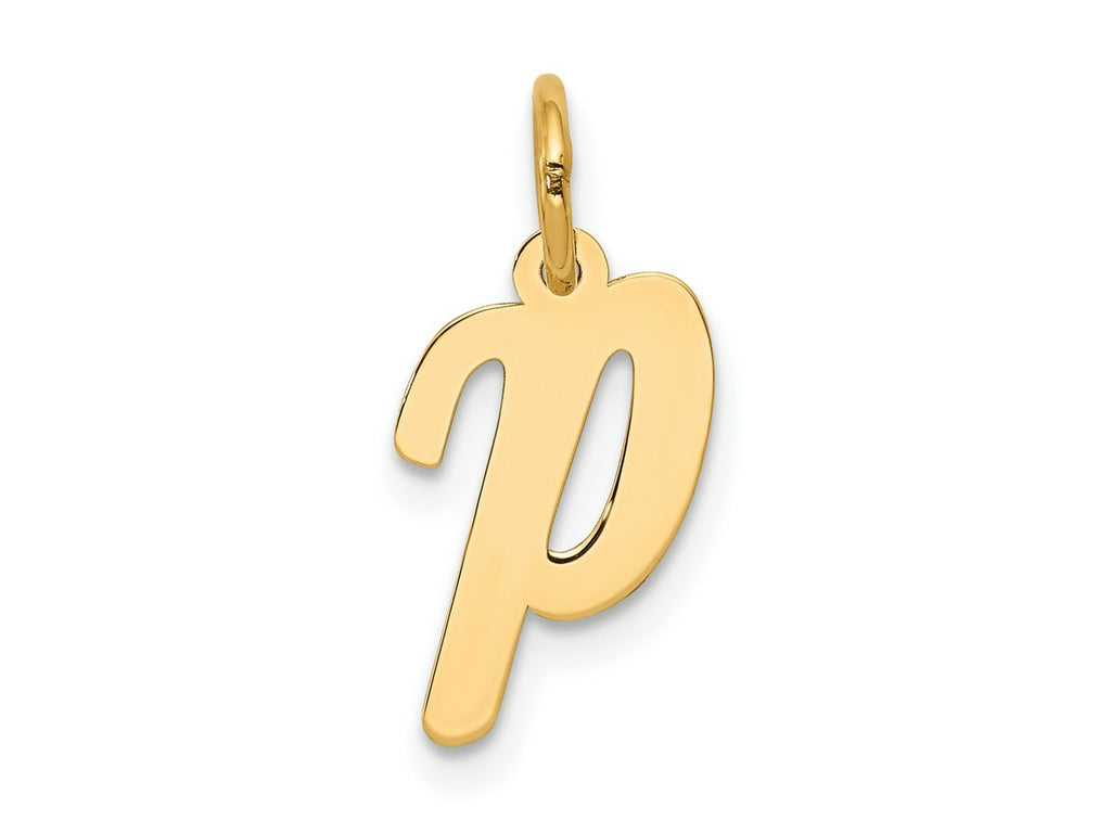 FJC Finejewelers 10 kt Yellow Gold Small Script Initial P Charm 17 x 11 mm