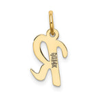 FJC Finejewelers 10 kt Yellow Gold Small Script Initial R Charm 17 x 11 mm