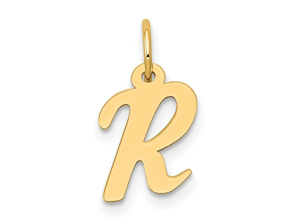 FJC Finejewelers 10 kt Yellow Gold Small Script Initial R Charm 17 x 11 mm