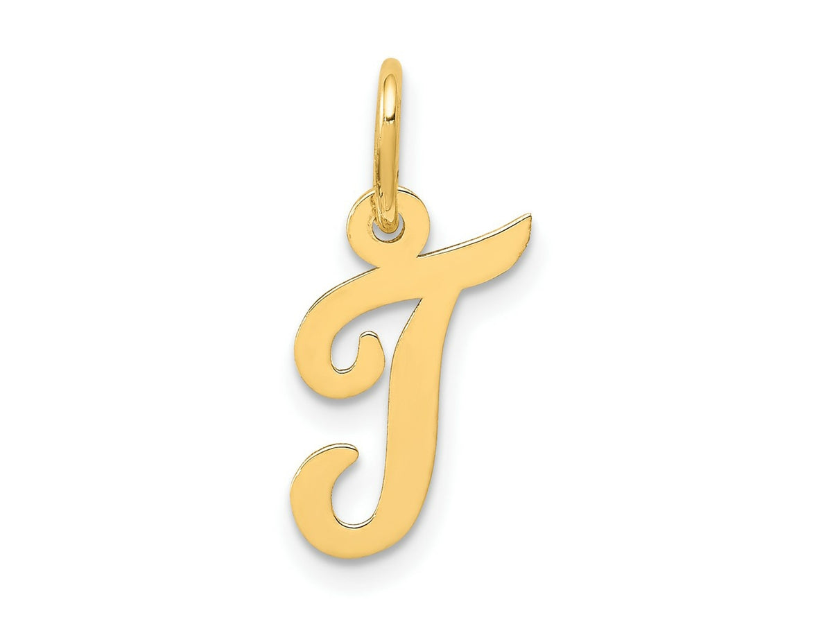 FJC Finejewelers 10 kt Yellow Gold Small Script Initial T Charm 17 x 11 mm