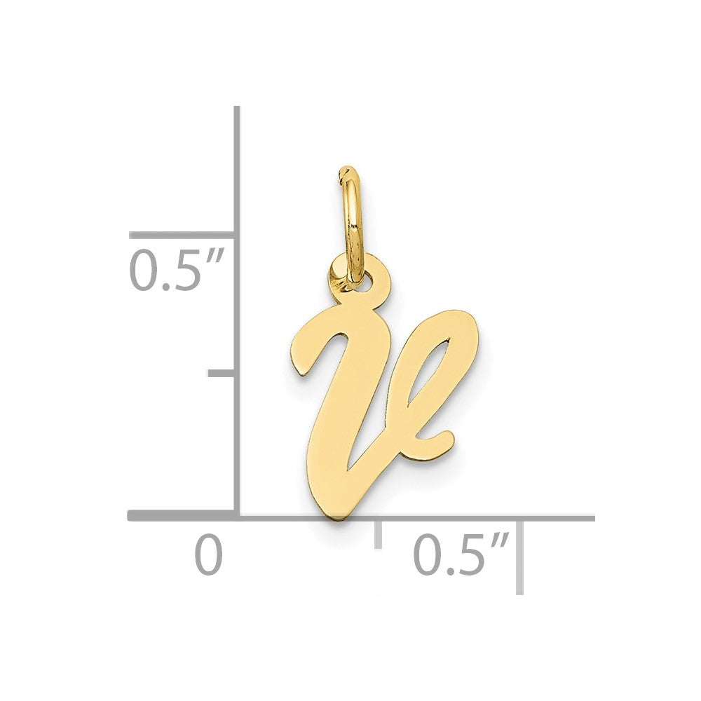 FJC Finejewelers 10 kt Yellow Gold Small Script Initial V Charm 17 x 11 mm