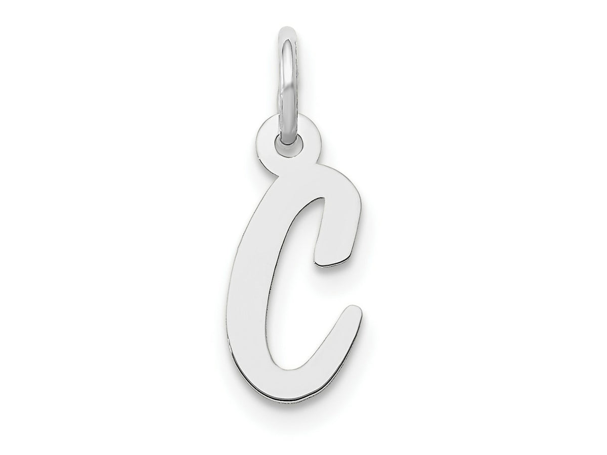 FJC Finejewelers 10 kt White Gold Small Script Initial C Charm 17 mm x 8 mm