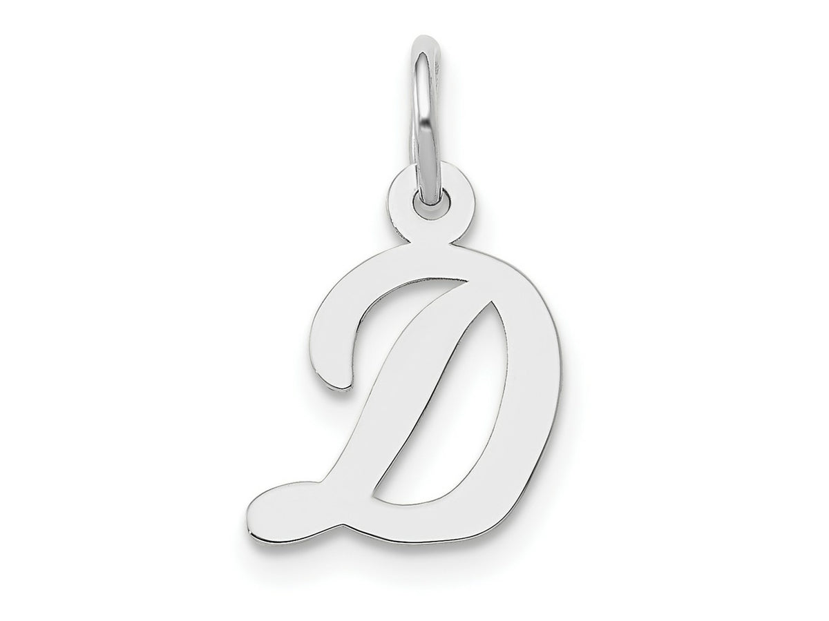 FJC Finejewelers 10 kt White Gold Small Script Initial D Charm 17 mm x 11 mm
