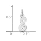 FJC Finejewelers 10 kt White Gold Small Script Initial E Charm 17 mm x 11 mm