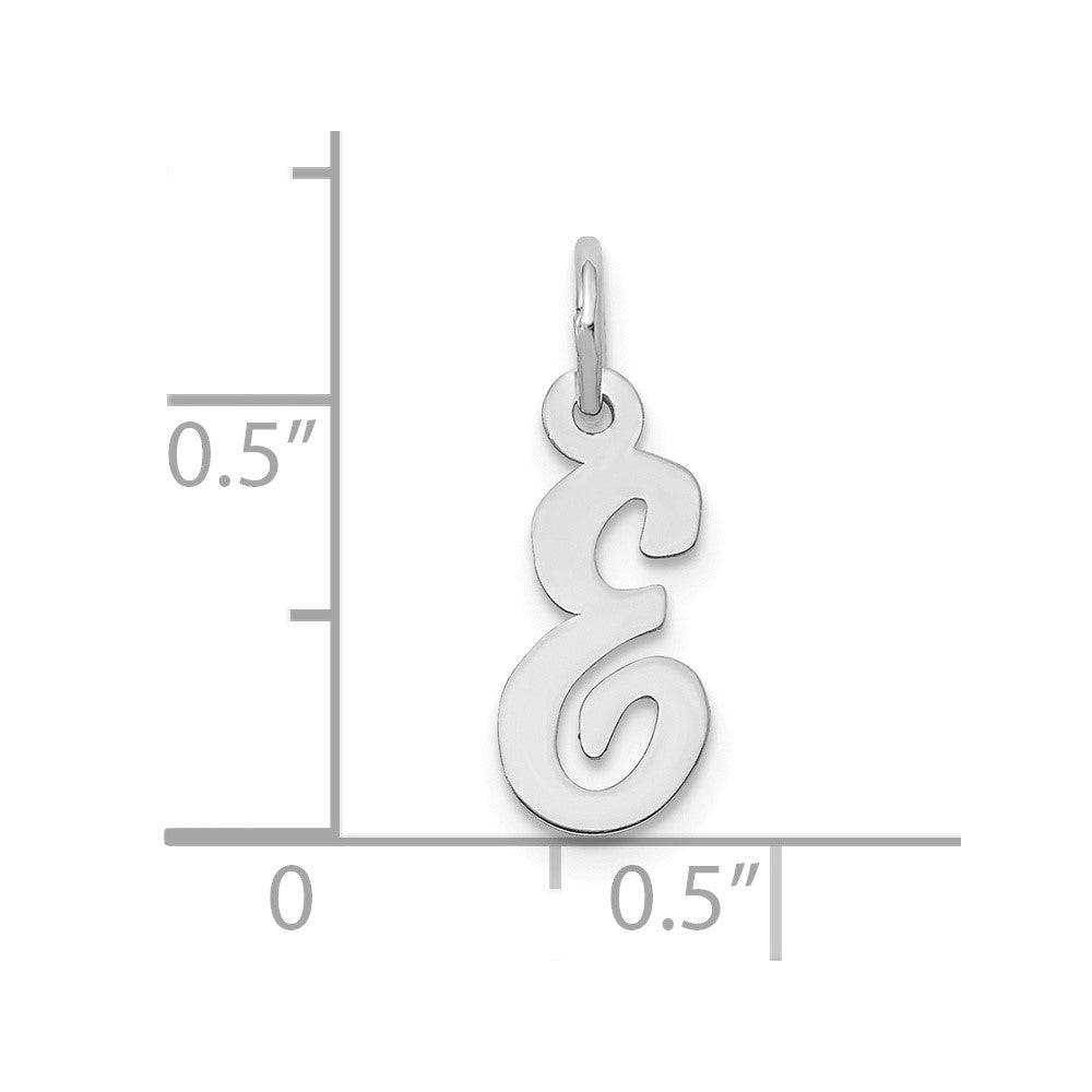 FJC Finejewelers 10 kt White Gold Small Script Initial E Charm 17 mm x 11 mm