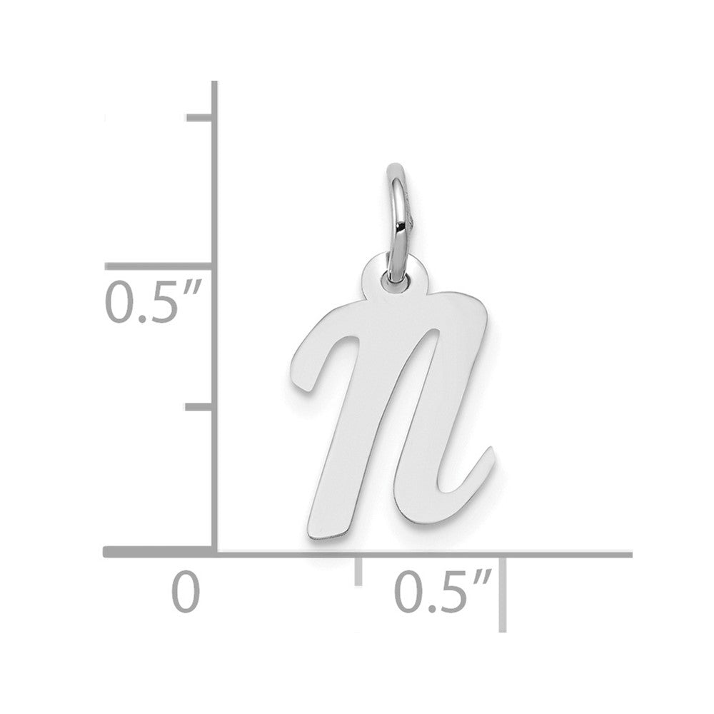 FJC Finejewelers 10 kt White Gold Small Script Initial N Charm 17 mm x 11 mm