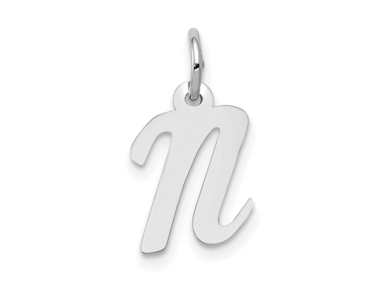 FJC Finejewelers 10 kt White Gold Small Script Initial N Charm 17 mm x 11 mm