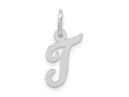 FJC Finejewelers 10 kt White Gold Small Script Initial T Charm 17 mm x 11 mm