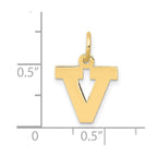 FJC Finejewelers 10 kt Yellow Gold Small Block Initial V Charm 18 x 12 mm
