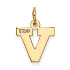 FJC Finejewelers 10 kt Yellow Gold Small Block Initial V Charm 18 x 12 mm