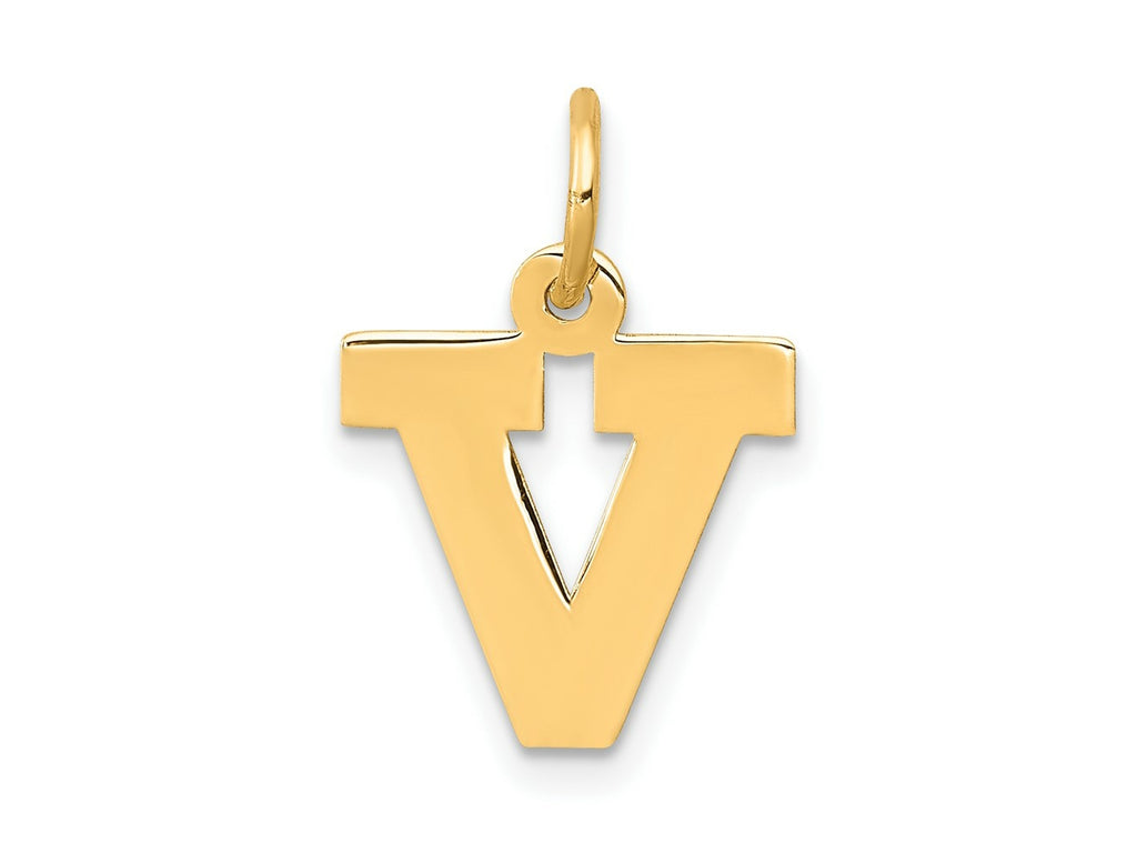 FJC Finejewelers 10 kt Yellow Gold Small Block Initial V Charm 18 x 12 mm