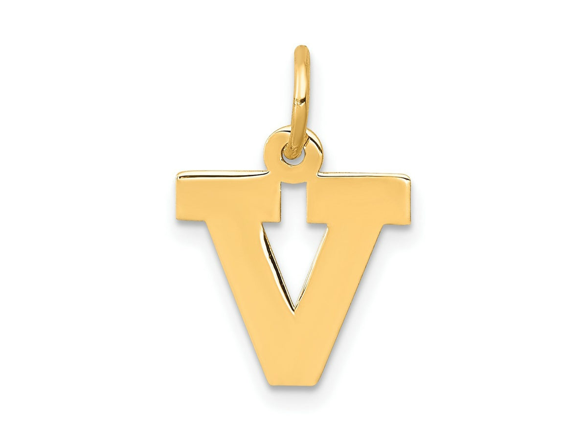 FJC Finejewelers 10 kt Yellow Gold Small Block Initial V Charm 18 x 12 mm