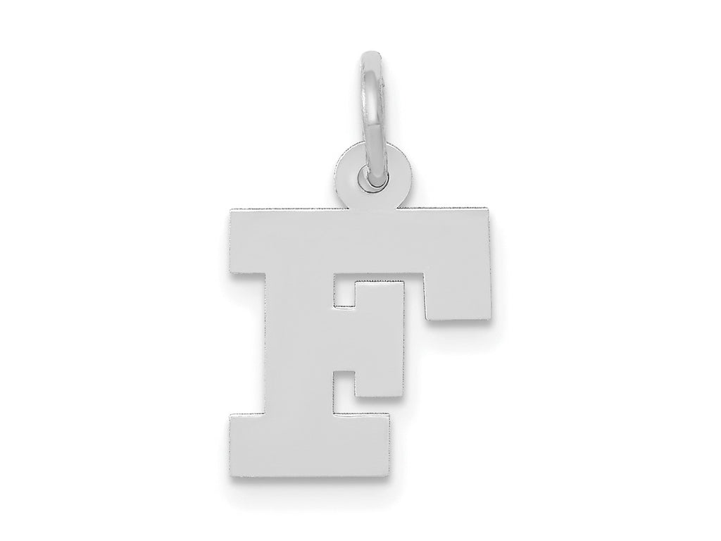 FJC Finejewelers 10 kt White Gold Small Block Initial F Charm 18 mm x 12 mm