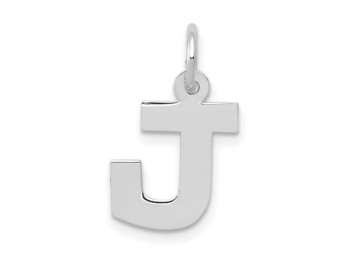 FJC Finejewelers 10 kt White Gold Small Block Initial J Charm 18 mm x 12 mm