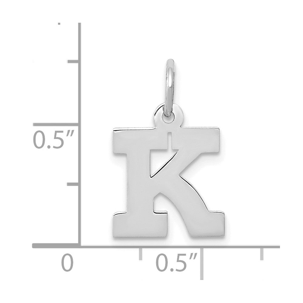 FJC Finejewelers 10 kt White Gold Small Block Initial K Charm 18 mm x 12 mm