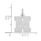 FJC Finejewelers 10 kt White Gold Small Block Initial M Charm 18 mm x 12 mm