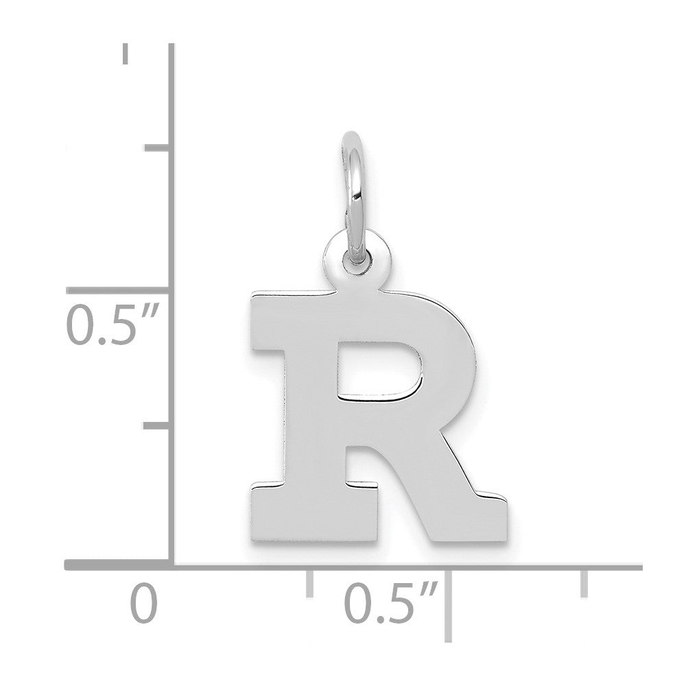 FJC Finejewelers 10 kt White Gold Small Block Initial R Charm 18 mm x 12 mm