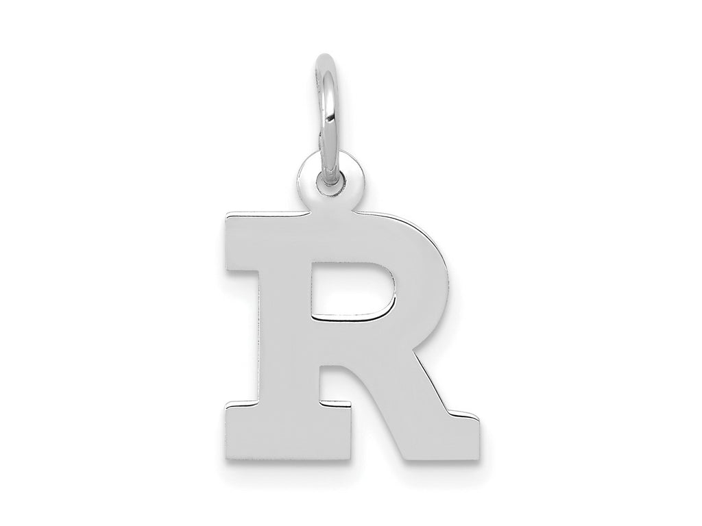 FJC Finejewelers 10 kt White Gold Small Block Initial R Charm 18 mm x 12 mm