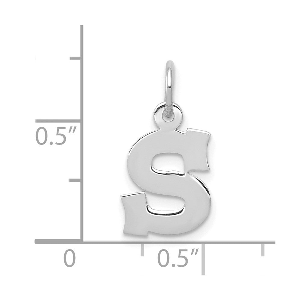 FJC Finejewelers 10 kt White Gold Small Block Initial S Charm 18 mm x 12 mm