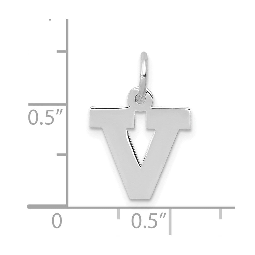 FJC Finejewelers 10 kt White Gold Small Block Initial V Charm 18 mm x 12 mm
