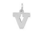 FJC Finejewelers 10 kt White Gold Small Block Initial V Charm 18 mm x 12 mm