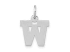 FJC Finejewelers 10 kt White Gold Small Block Initial W Charm 18 mm x 12 mm