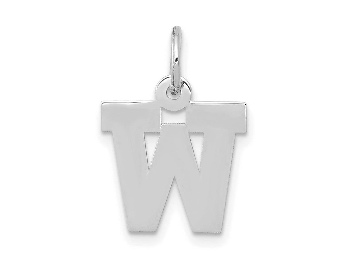 FJC Finejewelers 10 kt White Gold Small Block Initial W Charm 18 mm x 12 mm