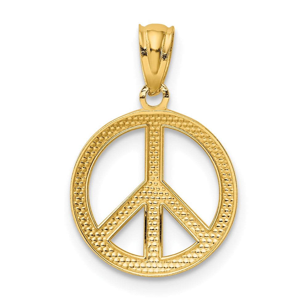 FJC Finejewelers 10 kt Yellow Gold Polished Peace Sign Circle Charm 30 x 12 mm