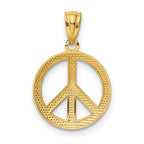 FJC Finejewelers 10 kt Yellow Gold Polished Peace Sign Circle Charm 30 x 12 mm