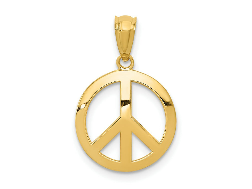 FJC Finejewelers 10 kt Yellow Gold Polished Peace Sign Circle Charm 30 x 12 mm