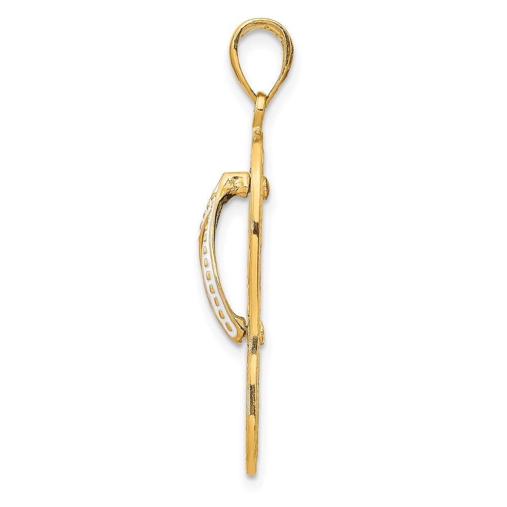 FJC Finejewelers 10 kt Yellow Gold Enamel Cut-out Flip Flop with Sea Turtles Charm 34 x 11 mm