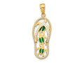 FJC Finejewelers 10 kt Yellow Gold Enamel Cut-out Flip Flop with Sea Turtles Charm 34 x 11 mm