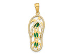 FJC Finejewelers 10 kt Yellow Gold Enamel Cut-out Flip Flop with Sea Turtles Charm 34 x 11 mm