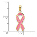 FJC Finejewelers 10 kt Yellow Gold Pink Enameled Awareness Ribbon Charm 23 x 13 mm
