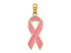 FJC Finejewelers 10 kt Yellow Gold Pink Enameled Awareness Ribbon Charm 23 x 13 mm
