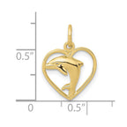FJC Finejewelers 10 kt Yellow Gold Dolphin in Heart Charm 19 x 14 mm