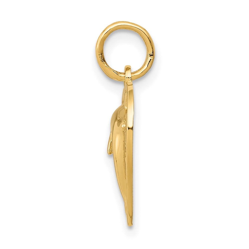 FJC Finejewelers 10 kt Yellow Gold Dolphin in Heart Charm 19 x 14 mm