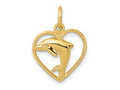 FJC Finejewelers 10 kt Yellow Gold Dolphin in Heart Charm 19 x 14 mm