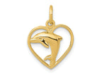 FJC Finejewelers 10 kt Yellow Gold Dolphin in Heart Charm 19 x 14 mm