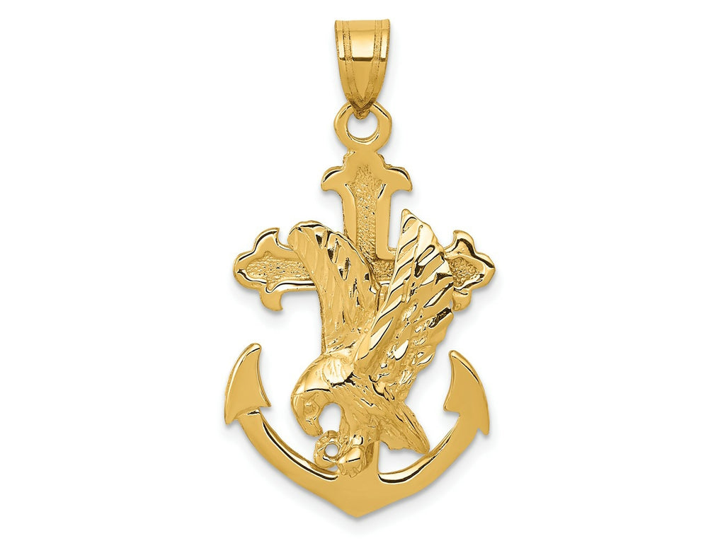 FJC Finejewelers 10 kt Yellow Gold Mariners Cross with Eagle Charm 35 x 20 mm