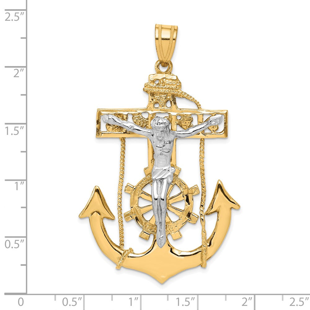 FJC Finejewelers 10 kt Two Tone Gold Mariner's Crucifix Charm 56 x 30 mm