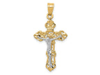 FJC Finejewelers 10 kt Two Tone Gold Fleur De Lis Crucifix Charm 36 x 17 mm