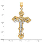 FJC Finejewelers 10 kt Two Tone Gold INRI Fleur De Lis Crucifix Charm 57 x 31 mm
