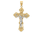 FJC Finejewelers 10 kt Two Tone Gold INRI Fleur De Lis Crucifix Charm 57 x 31 mm