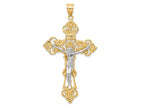 FJC Finejewelers 10 kt Two Tone Gold INRI Fleur De Lis Crucifix Charm 68 x 36 mm