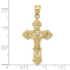 FJC Finejewelers 10 kt Yellow Gold INRI Fleur De Lis Crucifix Charm 41 x 21 mm