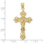 FJC Finejewelers 10 kt Yellow Gold INRI Fleur De Lis Crucifix Cross Charm 46 x 24 mm