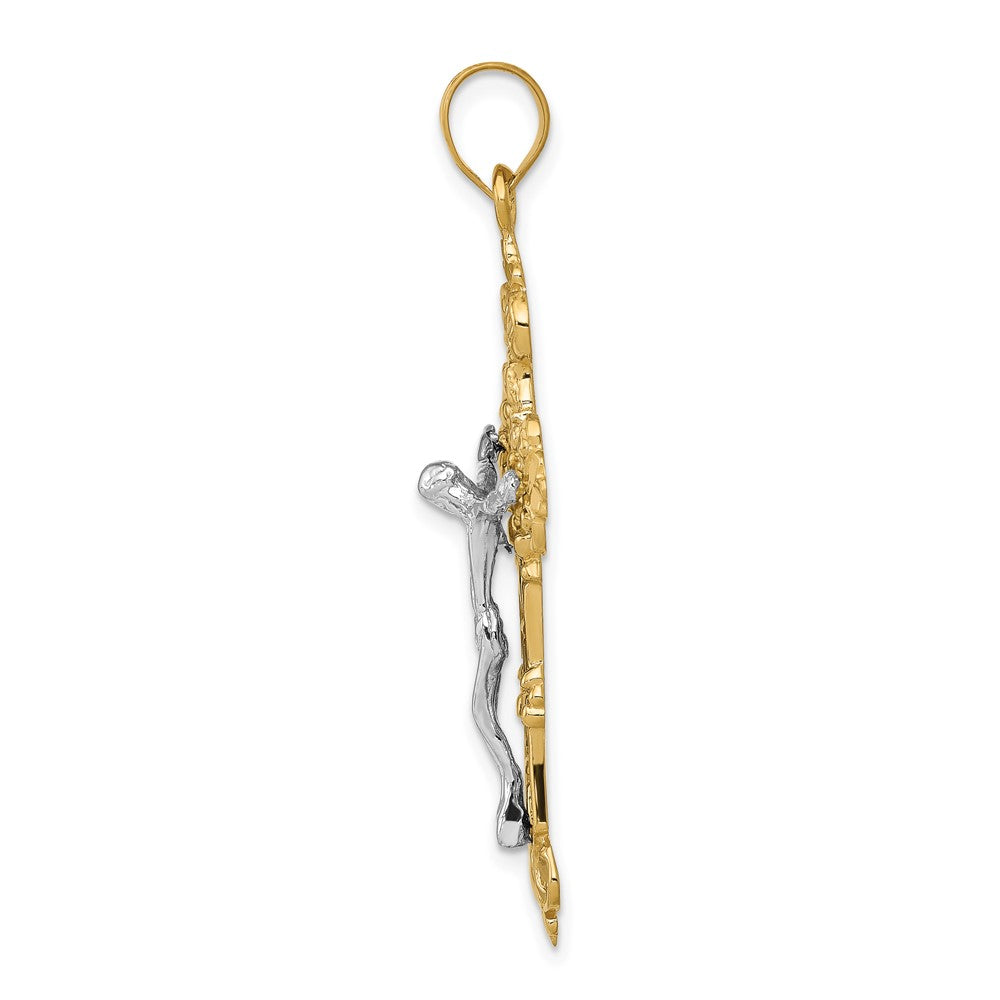 FJC Finejewelers 10 kt Yellow Gold INRI Fleur De Lis Crucifix Cross Charm 46 x 24 mm