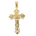 FJC Finejewelers 10 kt Yellow Gold INRI Fleur De Lis Crucifix Cross Charm 46 x 24 mm