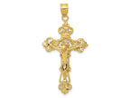FJC Finejewelers 10 kt Yellow Gold INRI Fleur De Lis Crucifix Cross Charm 46 x 24 mm
